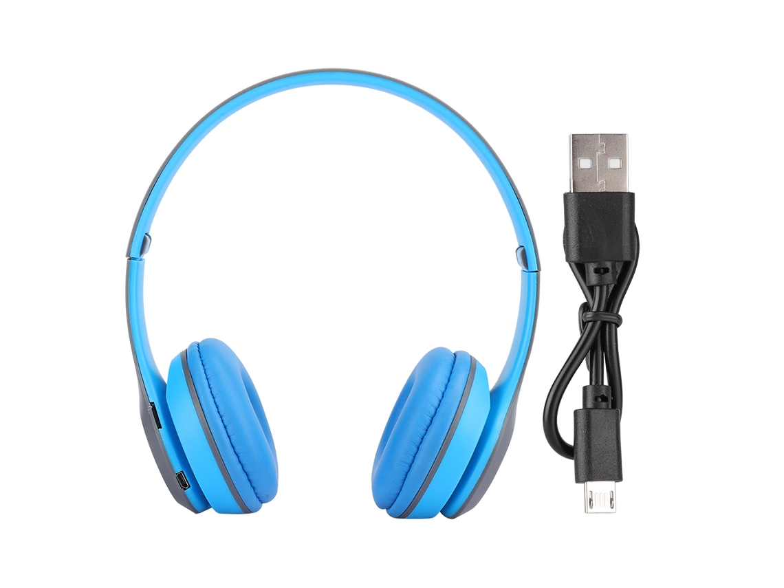 Fone De Ouvido Bluetooth Sem Fio Over Ear Plegável Com Redução De Ruído Para Jogo E Música Azul