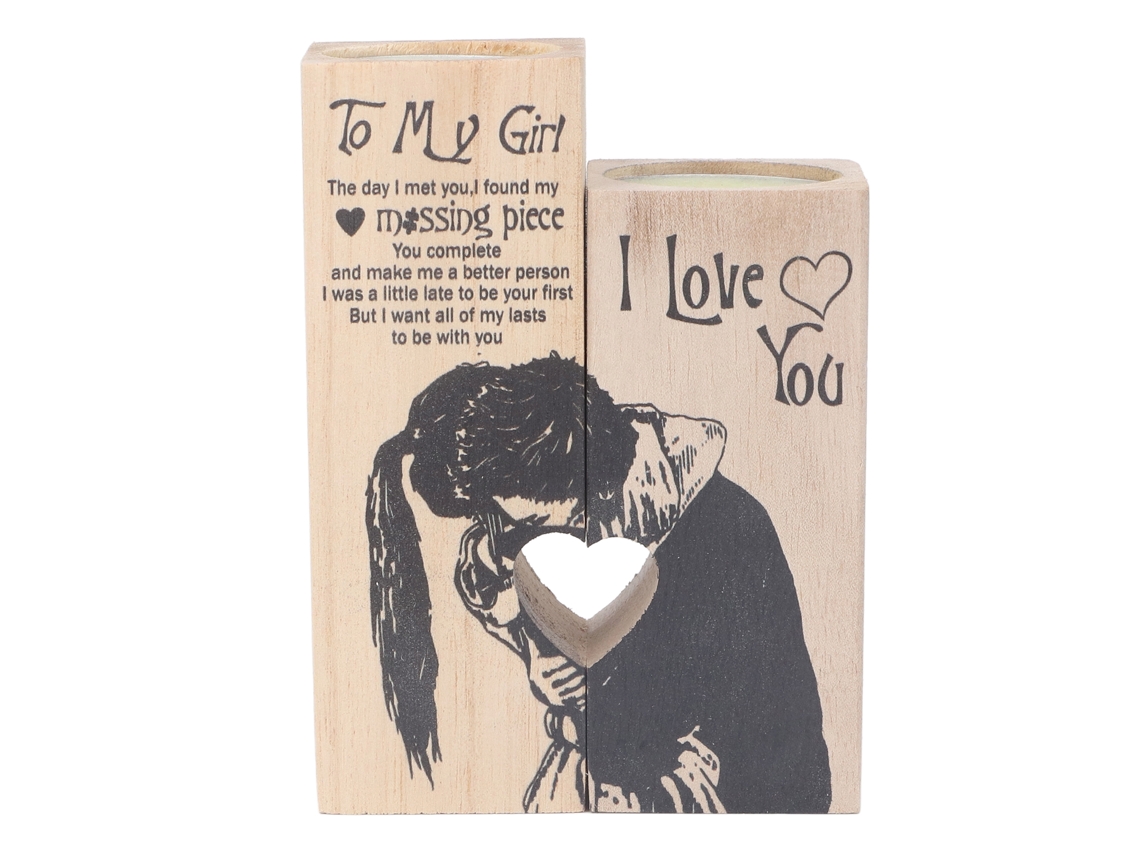 Walshlxq 2 Peças de Porta velas Coração de Madeira Gravado Artesanal, Suporte de Velas Coração para Decoração Doméstica A04