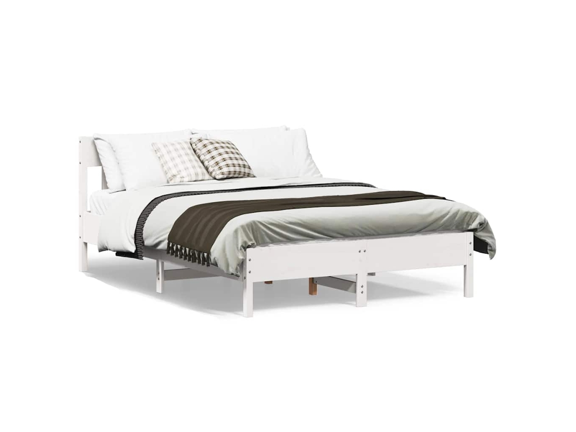 Vidaxl Cama Sem Colchão 120x200 Cm Madeira De Pinho Maciça Branco