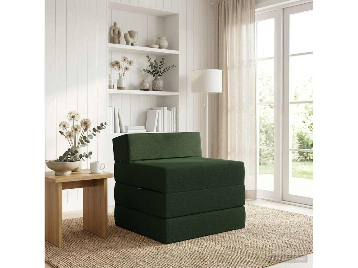 Vidaxl Sofá Cama Dobrável Verde-escuro 200 X 70 X 15 Cm Tecido