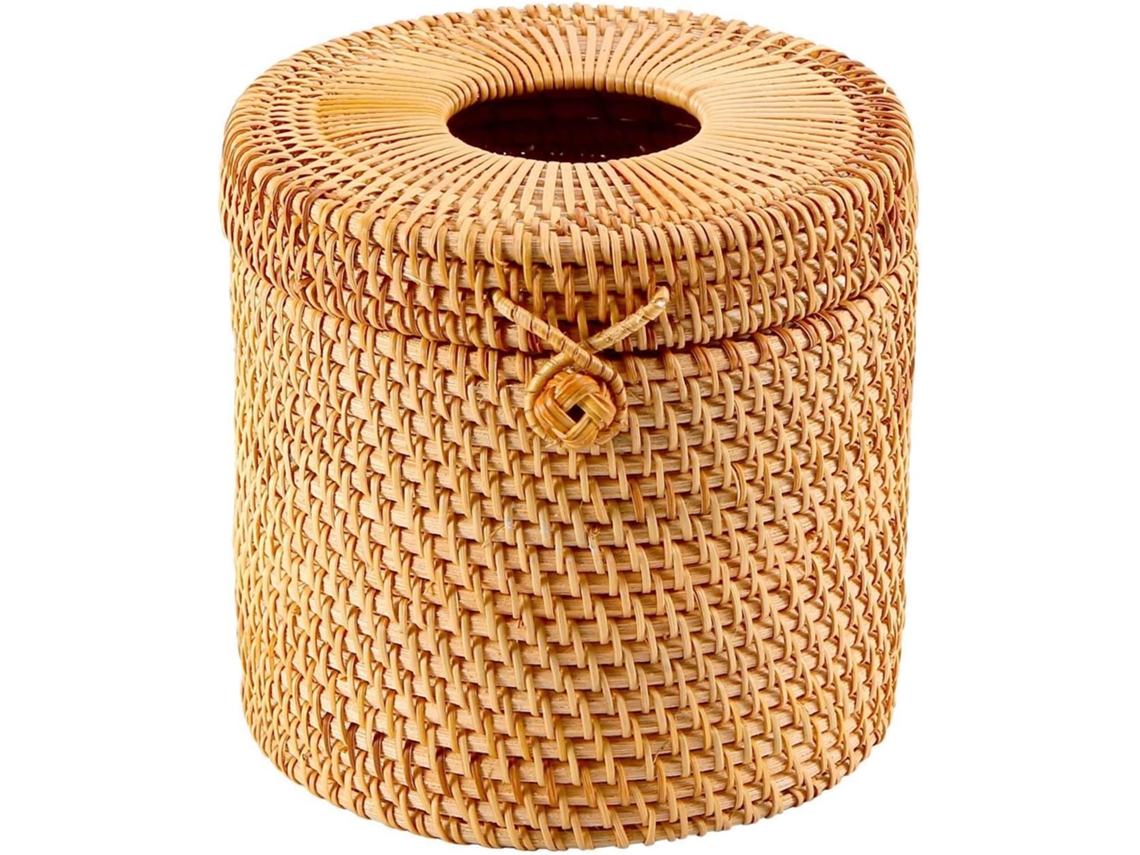 Porta Lenços De Vime Decorativo Com Tampa Para Armazenar Um Rolo De Papel Higiênico E Lenços De Pape Gokoco