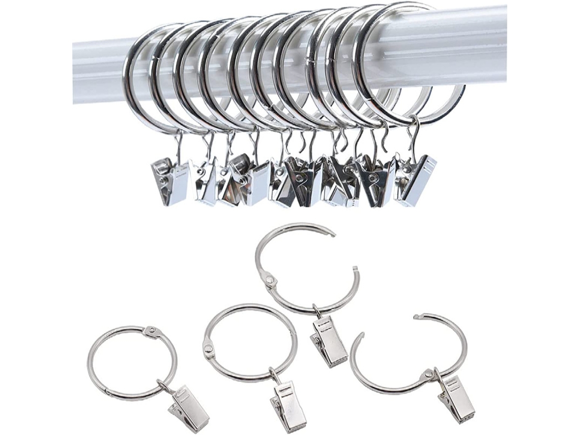 Argolas Para Cortina Que Podem Ser Abertas Com Clipes Para Cabide De Cortina, Pacote Com 20 Silver 50 Mm