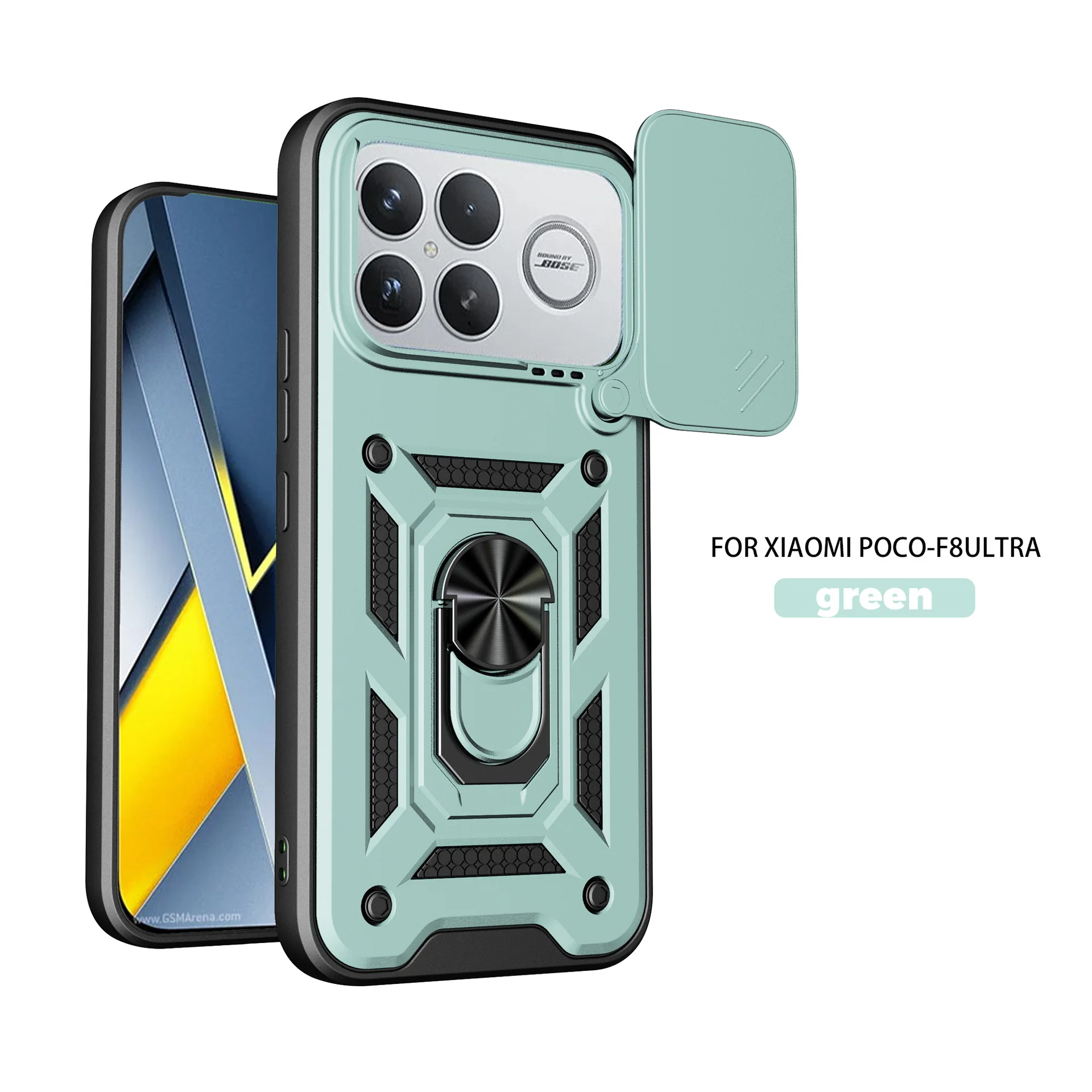 (verde Claro, Poco F8 Pro) Capa Protetora Com Anel Magnético Para Proteção Contra Choques E Quedas, Proteção Da Lente.