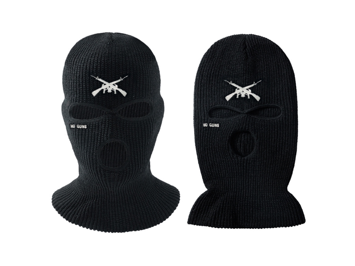 Boné de Tricô Business com 3 Buracos e Capa Facial Bordada para Ski, Ciclismo, Corrida