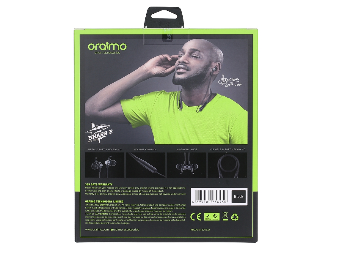 Fones De Ouvido Wireless Oraimo Shark 2 Bt5.0 Intra-auriculares Esportivos Gaming