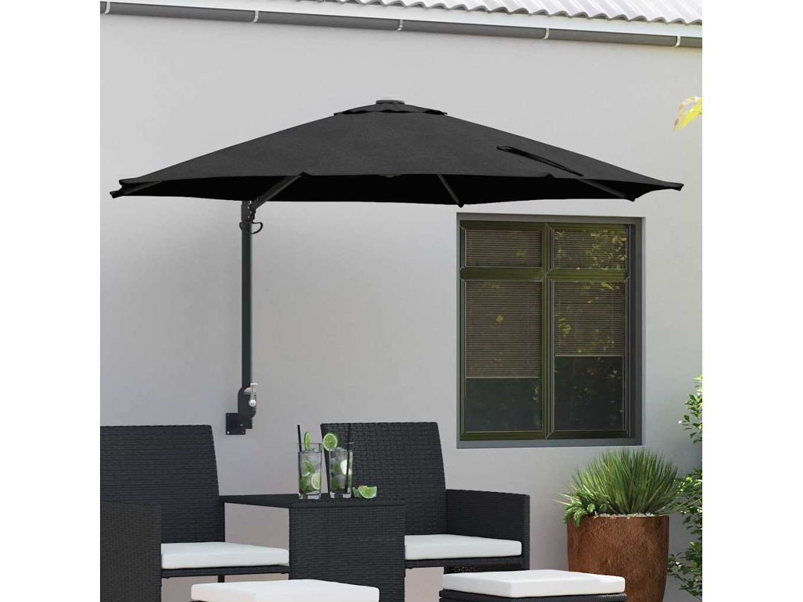 Vidaxl Guarda-sol De Jardim Preto 248 X 248 X 148 Cm Poliéster E Aço