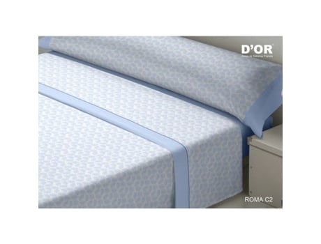 Conjunto De Lençol Dor Roma Algodão Azul (150x200)
