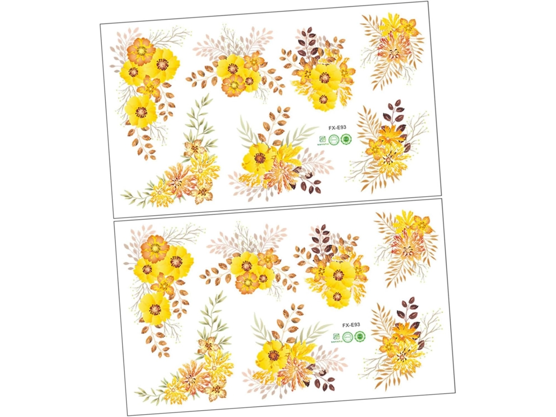 2 Adesivos De Parede De Flores Amarelas, Autoadesivos, Em Pvc.