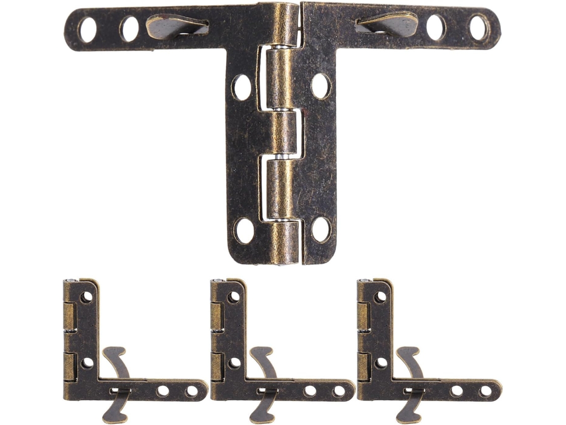 Conjunto De 4 Dobradiças Dobráveis Ferro Para Caixa Joias E Mini Armário, Funcionamento Suave, Fácil De Instalar, Estilo