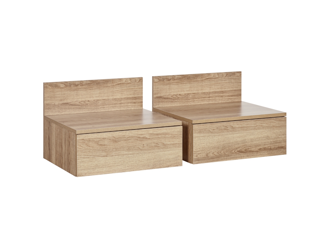 2 Criados Flutuantes Conjunto de 2 Criados de Cabeceira com Gaveta para o Quarto 43x36,5x30,5 Cm Natural Ge