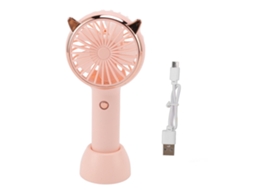 Ventilador portátil com orelhas de gato 3 níveis de velocidade USB recarregável pequeno rosa para atividades ao ar livre S/MARCA