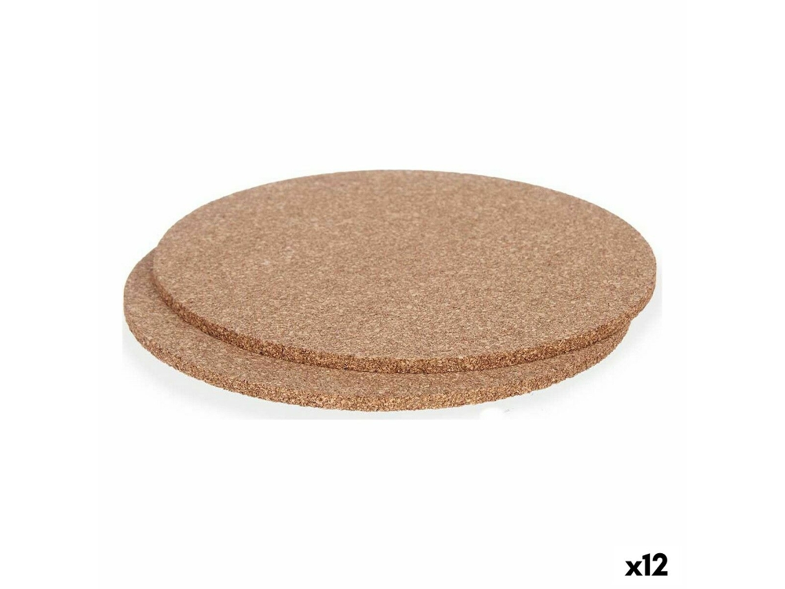 Conjunto Individuais 18 X 0,5 X 18 Cm Natural Cortiça 12 Unidades