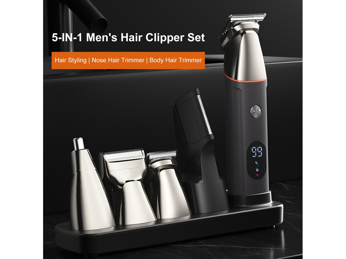 2026 kit de Cortador de Cabelo 5 em 1 para Homem Recarregável Usb Cortador de Cabelo Elétrico Barbear Trimmer Nariz Totalmente Lavável