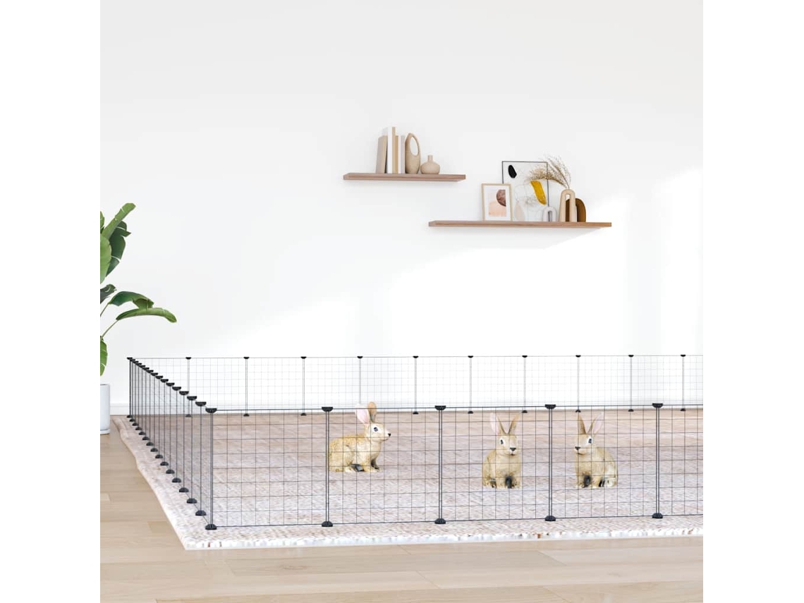 Vidaxl Gaiola P/ Animais De 60 Painéis C/ Porta 35x35 Cm Aço Preto