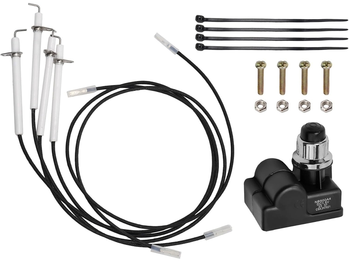 Kit De Ignição Eletrônica Para Chapa De 36 Polegadas, 4 Eletrodos De Cerâmica, Plástico