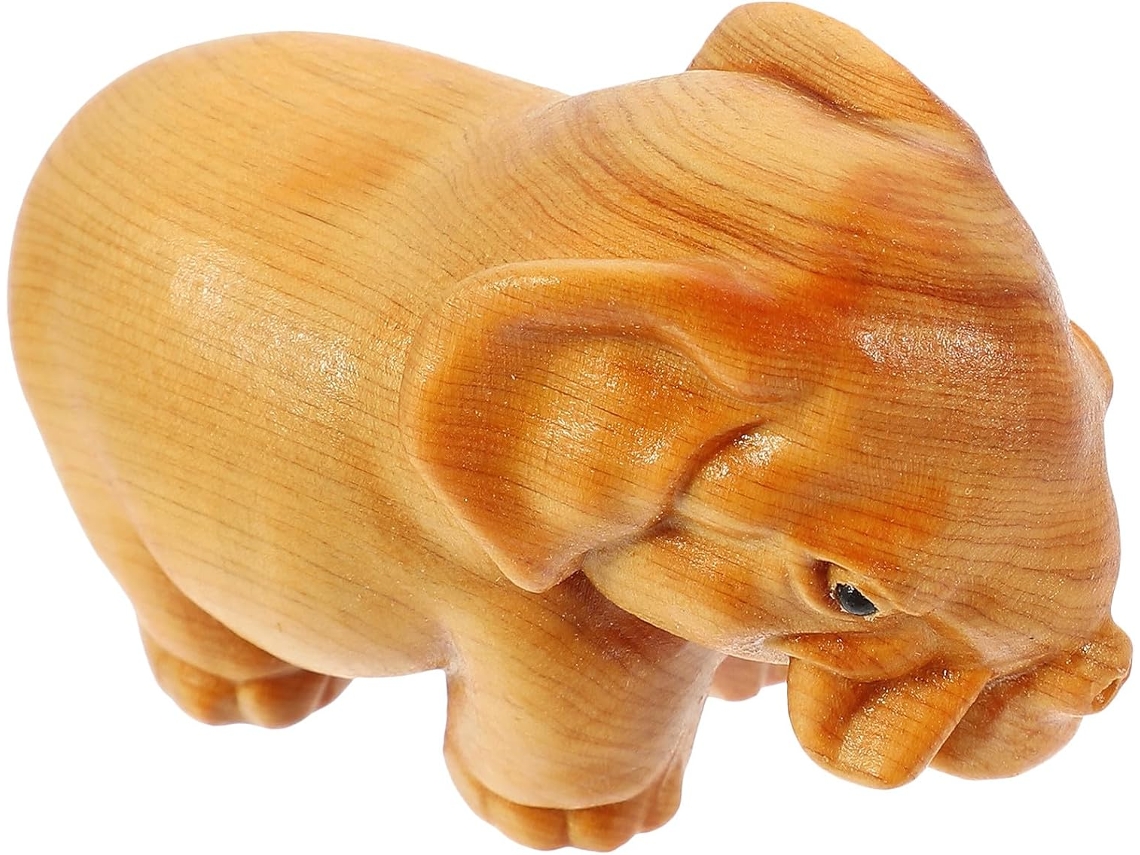Ornamento Elefante Madeira Esculpida Prático Design Criativo Decoração Delicada Adorável Escritório Armário GOKOCO