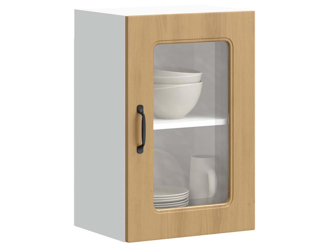 Vidaxl Armário De Parede Cozinha Porta Vidro Kalmar Carvalho Artesanal
