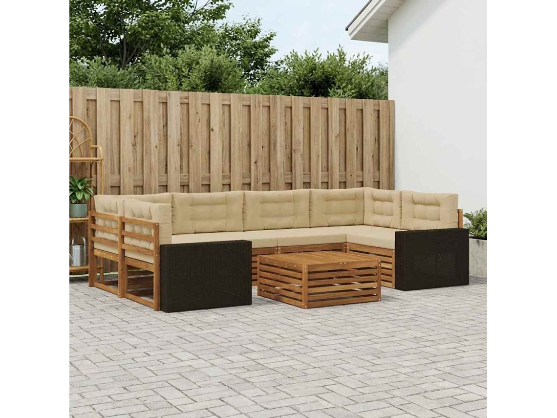 Vidaxl Conjunto De Sofás Para Exterior 7 Unid. Natural E Bege