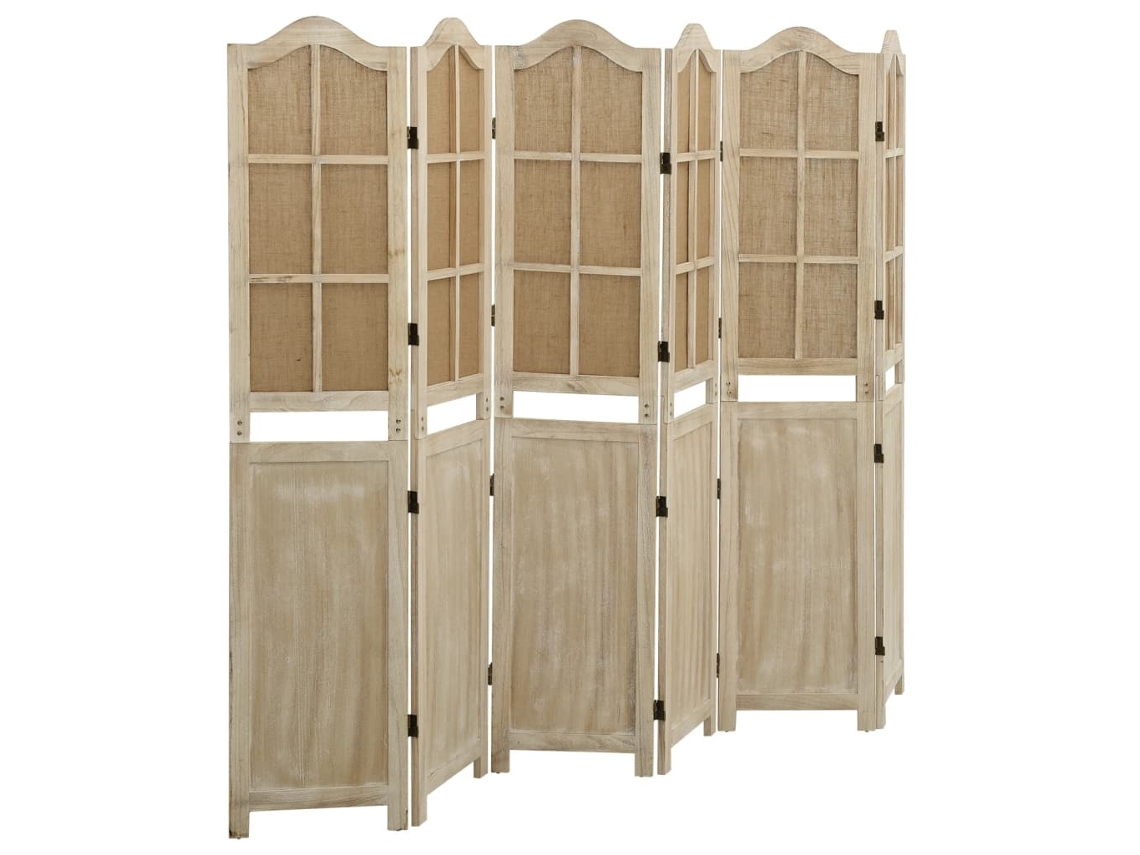 Vidaxl Divisória De Quarto Com 6 Painéis 214x165 Cm Tecido Castanho