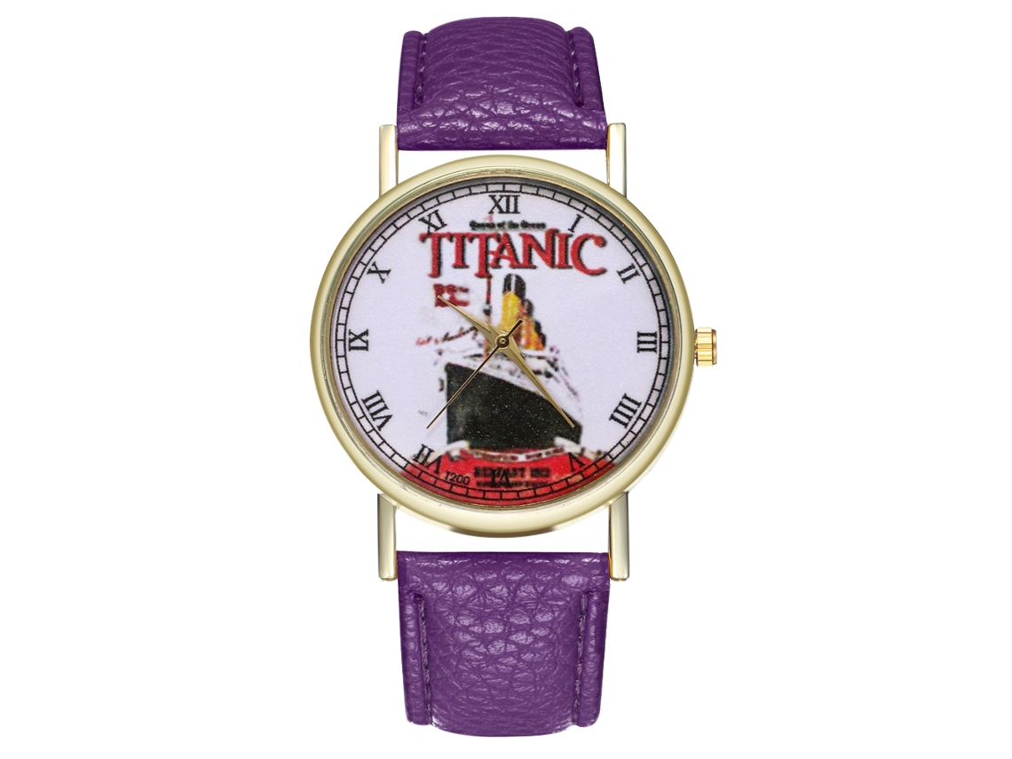Reloj De Pulsera Analógico De Cuarzo Unisex Con Dial Redondo Zhoulianfa Titanic Pattern Morado