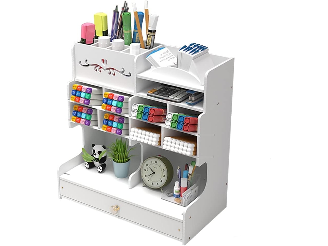 Porta, Canetas, Organizador de Mesa Multifuncional para Materiais Escolares, de Escritório e Arte BRILVIBERA (pb18, Branco)