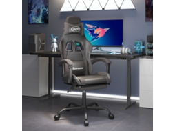 Vidaxl Cadeira Gaming C/ Apoio Pés Couro Artificial Preto E Cinza