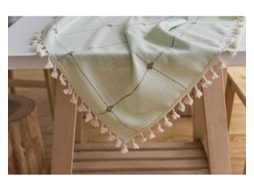 Toalha de Mesa com Borlas Xadrez de Algodão e Linho Toalha de Mesa de Centro Toalha de Mesa para Mesa de Jantar Verde 90X90Cm