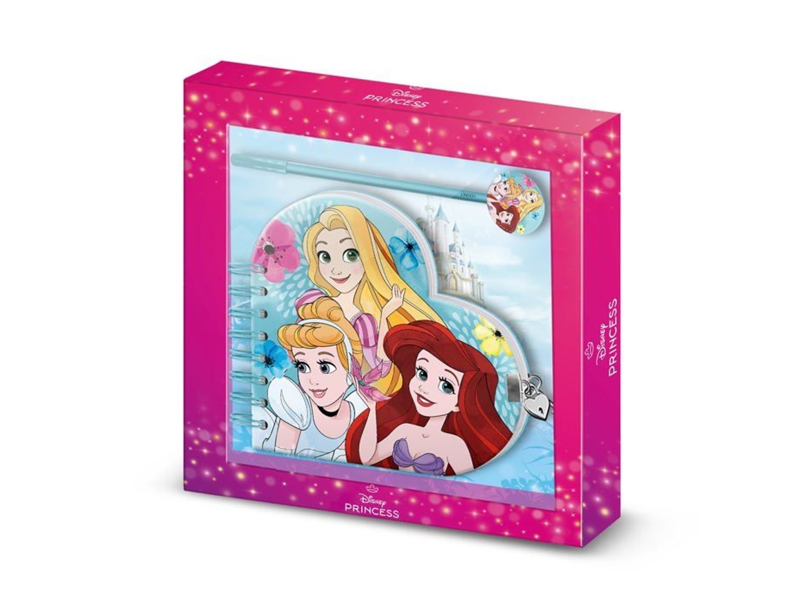 Conjunto de Caderno em Formato de Coração+ Lápis, Princesas da Disney, Adorável, Azul, Tamanho Único BRILVIBERA