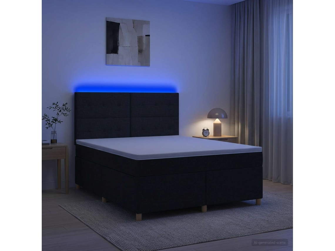 Vidaxl Cama Box Spring Com Colchão Preto 180 X 200 Cm Tecido