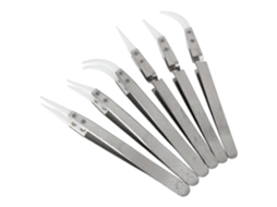 Pinça De Solda Reversa De Cerâmica, Não Condutiva, Antimagnética, Com Pontas Pontiagudas E Curvas Brilvibera (6 Peças)