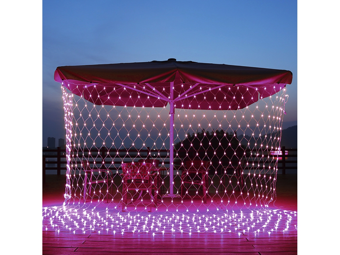 Cordão de Luz de Rede de Pesca 3X2 Metros 200 Leds Padrão Australiano de 220V Roxo ZMDECQNA