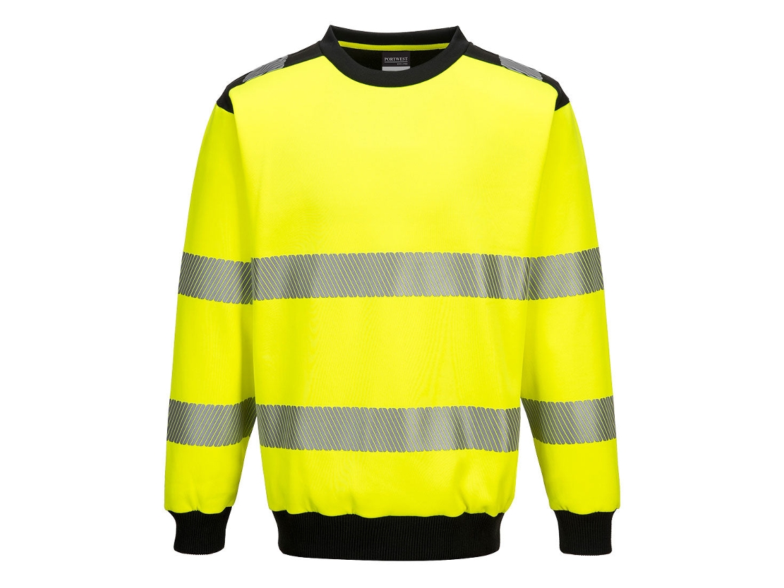 Moletom Pw3 De Alta Visibilidade Com Gola Redonda Vermelho E Preto / Gg