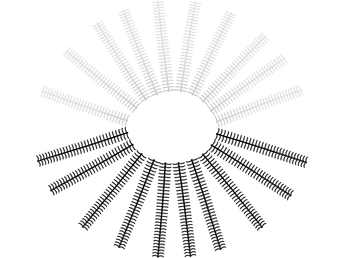 Conjunto de 20 argolas plásticas para pastas, com mecanismo deslizante suave, ideais para laptops e mesas.