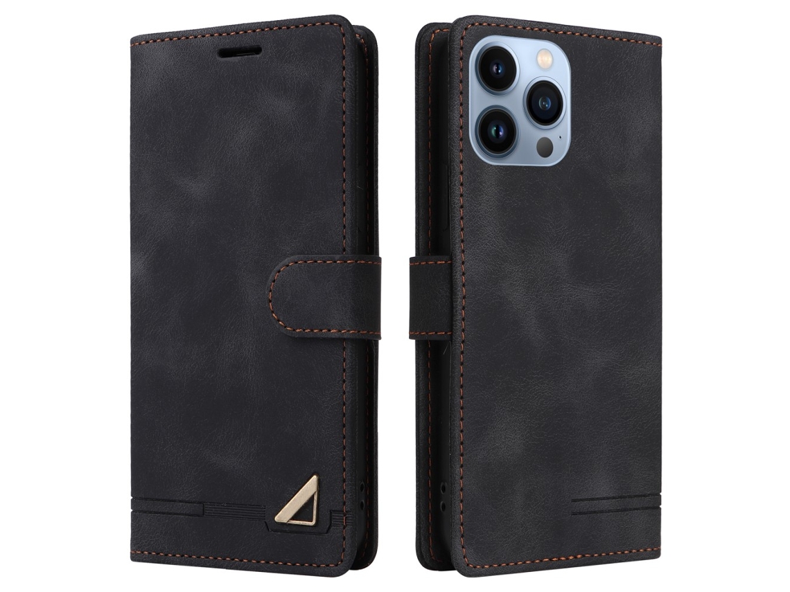 Capa para iPhone 15 Pro Pele Sintética Anti-Riscos Preto