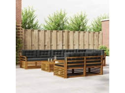 Vidaxl Conjunto De Sofás Para Exterior 9 Unid. Natural E Antracite