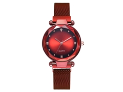 Relógio Star Sky Quartz com pulseira de malha para homens e mulheres (vermelho)