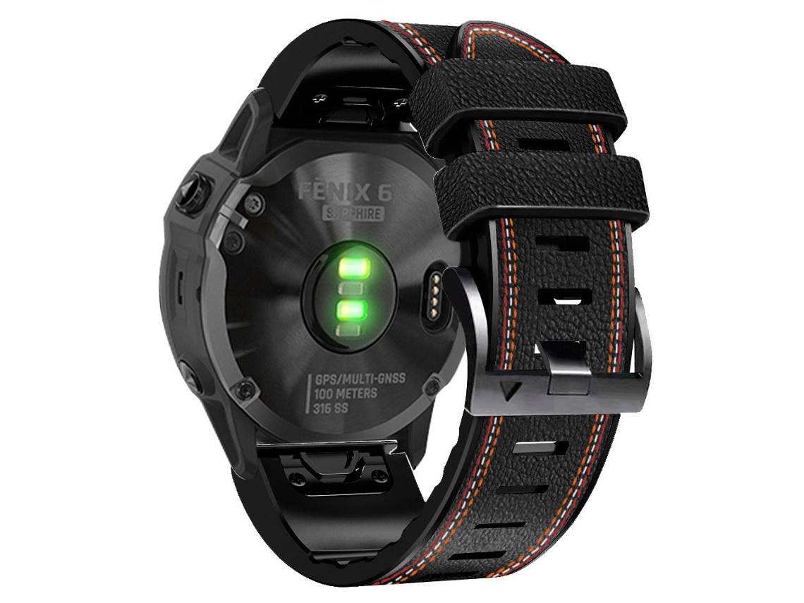 Bracelete Silicone Liberação Rápida Linha de Costura de Três Cores para Garmin Descent G1/Instinct 2/Epix Gen2 Preto