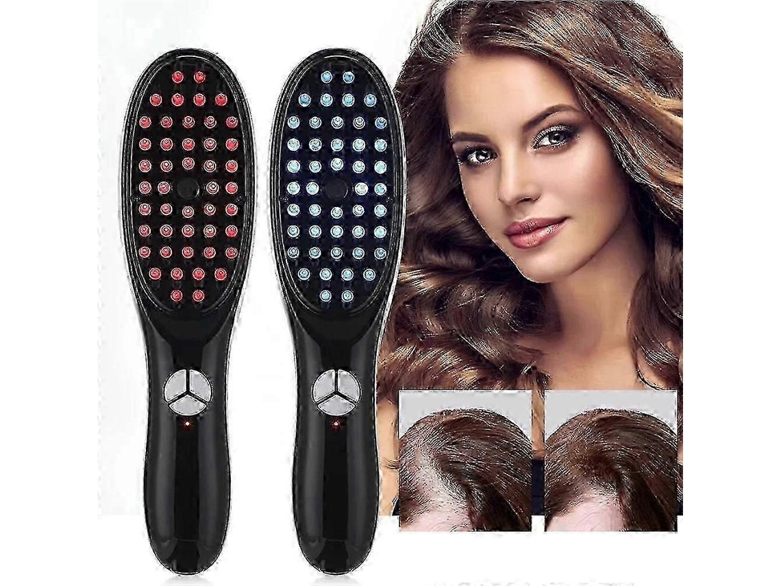 Escova De Massagem Elétrica Com Terapia De Luz Azul E Vermelha, Escova Vibratória Para Massagem, Spray De Íons Negativos Para Massagem No Couro C