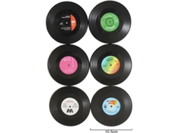 LP - Conjunto de 6 Porta copos de Vinil, Estilo Retrô, Discos, para Amantes da Música AQUAFORGE