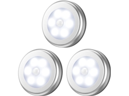 Kit Com 3 Unidades De Luz Noturna Led Com Sensor De Movimento, Adesiva, Alimentação Por Bateria Para Armário, Escada