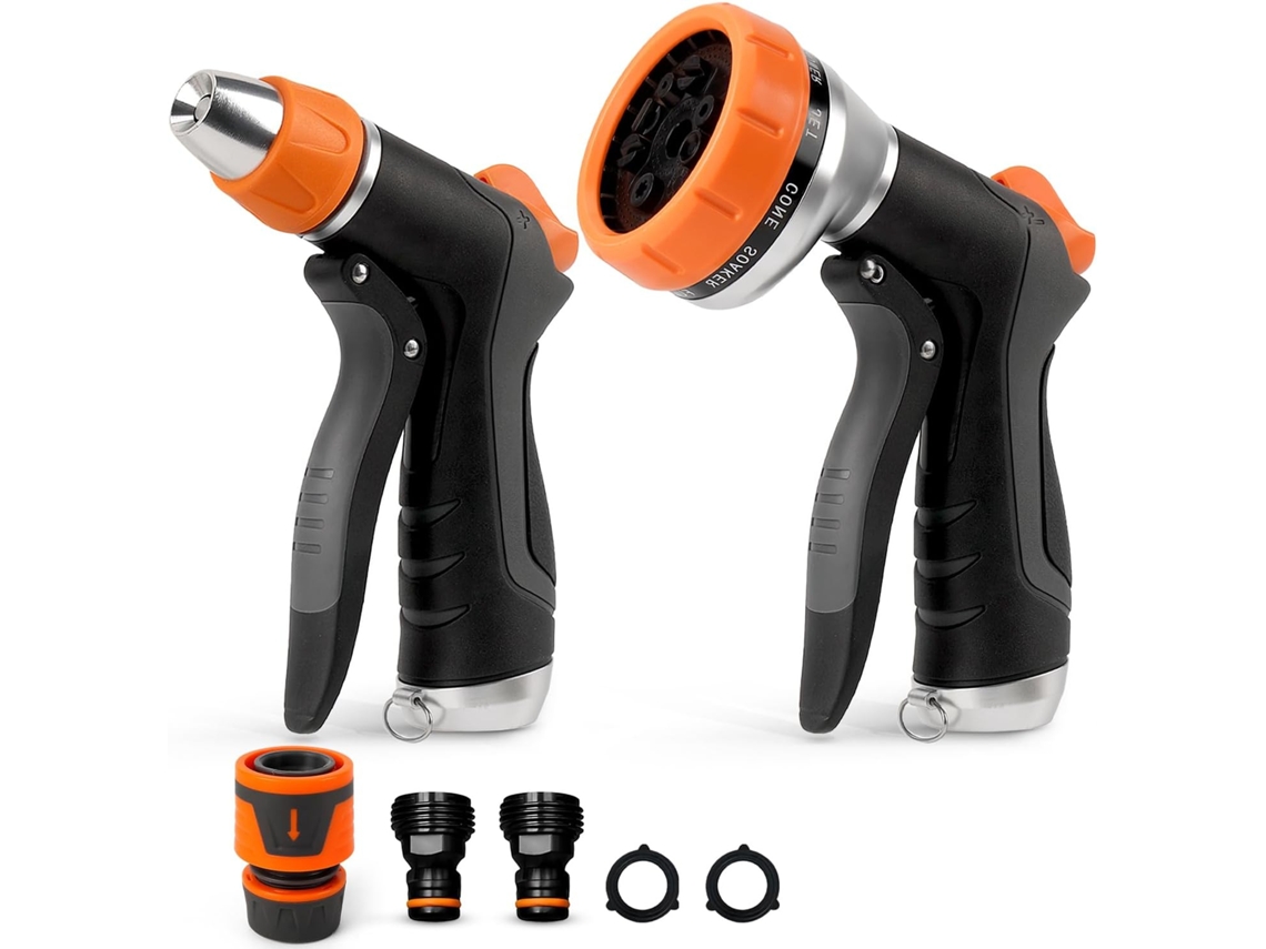 Conjunto De 2 Pistolas De Rega De Alta Pressão, 10 Modos + 2 Jatos Ajustáveis, Multifunções Para Jardim