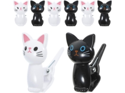 Conjunto de 8 prendedores Toyvian Vedação, em PS e Ferro, com estampa de gato, para pastas de escritório e documentos.