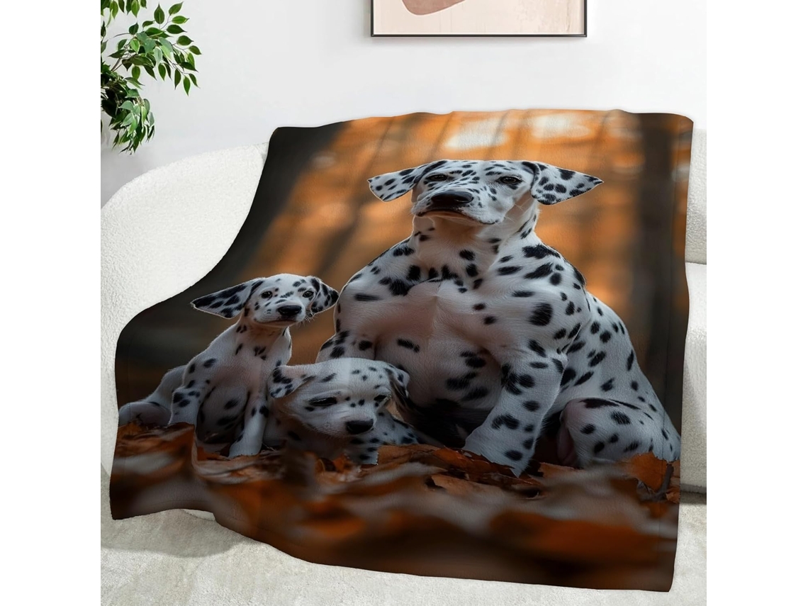 Manta Florestal para Cachorro Malhado 180x200 Cm Multifuncional Macia de Flanela Aconchegante Cama Escritório