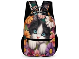Mochila Escolar Com Estampa Gato Flor Para Meninos Meninas 7 13 Anos, De Gatinho O 4º Ano Do Ensino