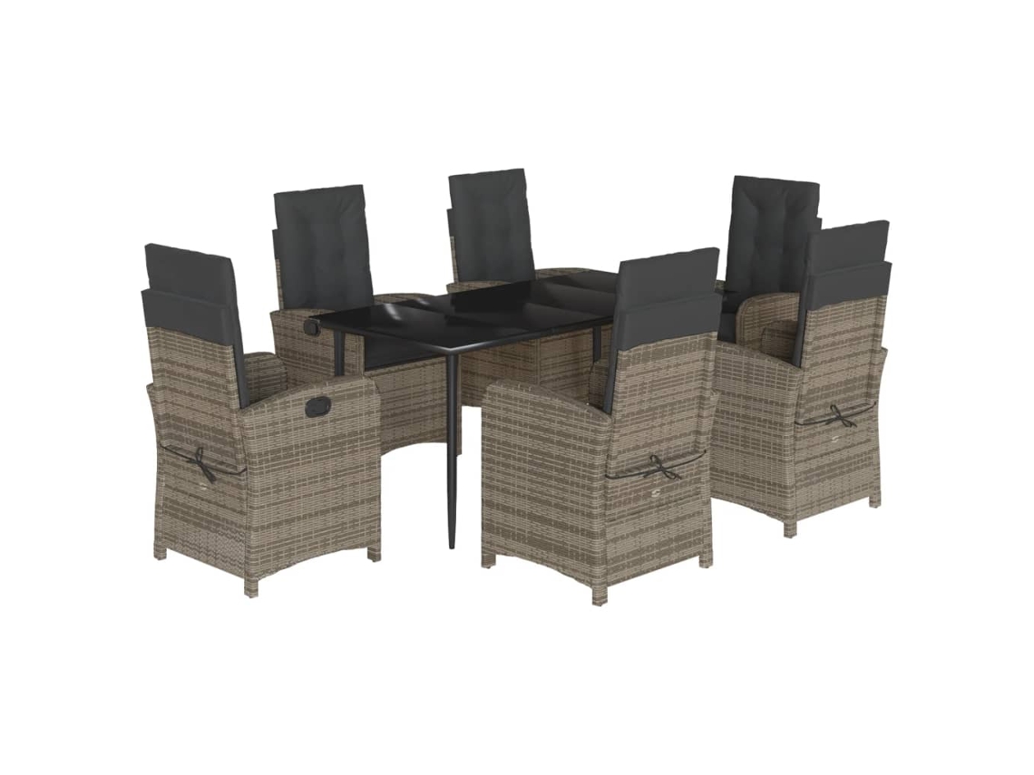 Garden Dining Set, Garden Dining Sets Vidaxl Cinzeto Rattan / Vime (mesa Com 160 Cm De Comprimento)