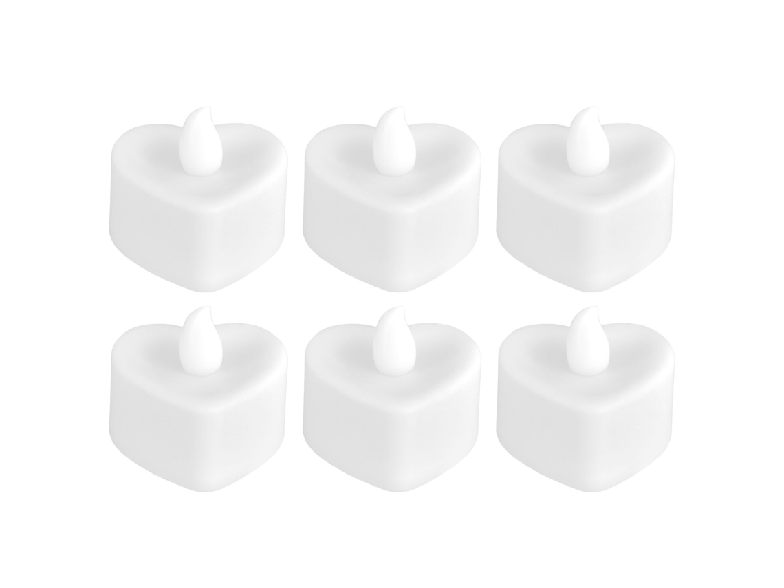 2026 6 Peças de Velas Led em Forma de Coração Sem Chama para Decoração de Mesa em Festivais, Casamentos e Festas