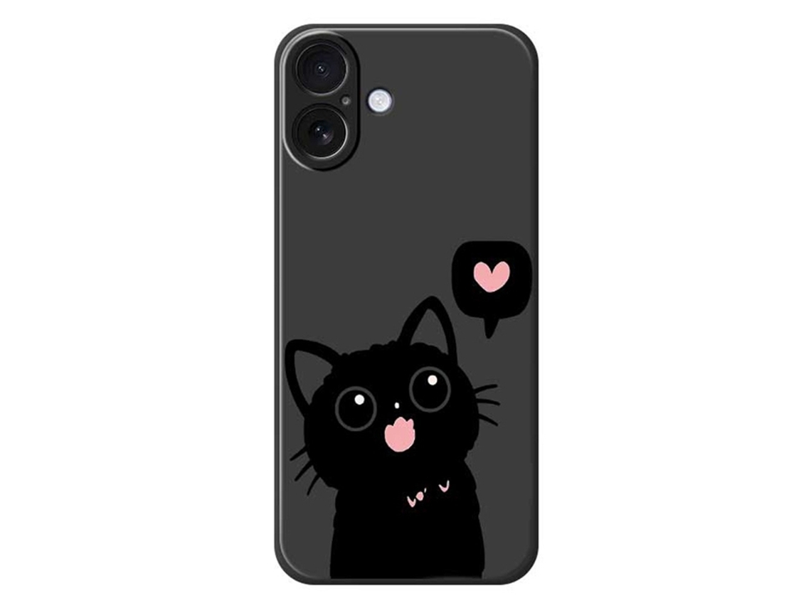 Capa Para Iphone 17 Com Estampa De Gato Preto - Preta