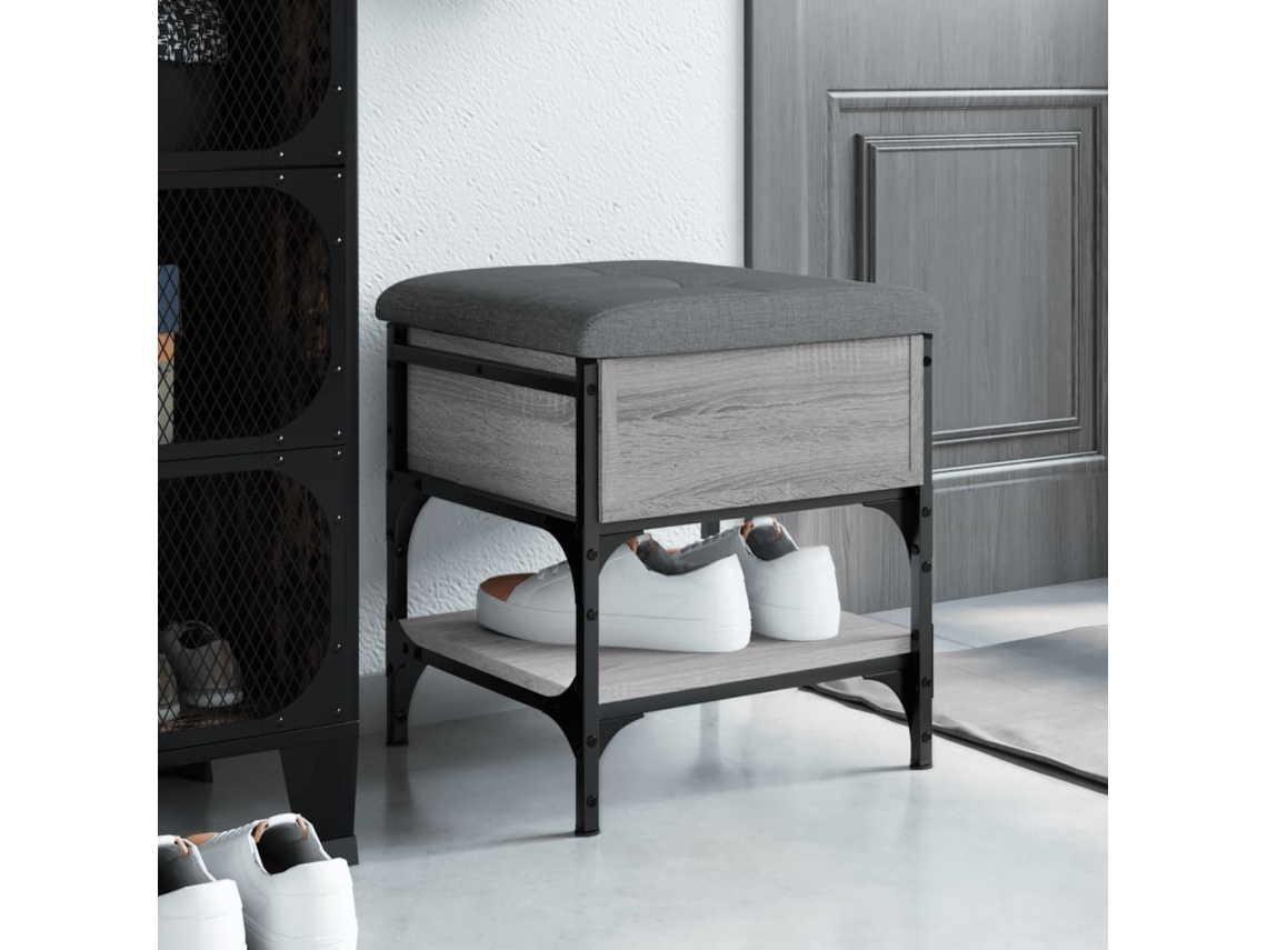 Vidaxl Banco Sapateira 42x42x45cm Derivados De Madeira Cinzento Sonoma