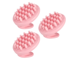 Escova De Massagem Capilar Rosa Lavagem Cabelo 3 Unidades