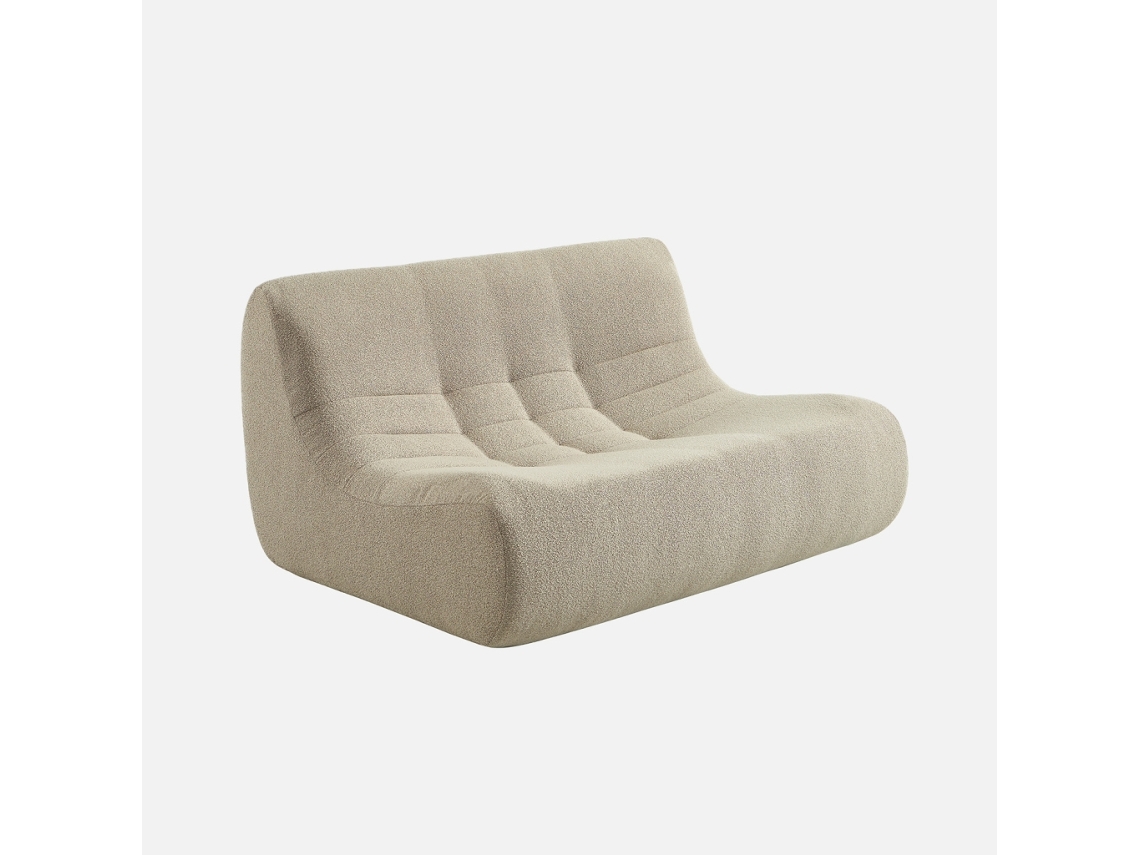 Sofá Modular Em Tecido Bouclé, 2 Lugares, Bege